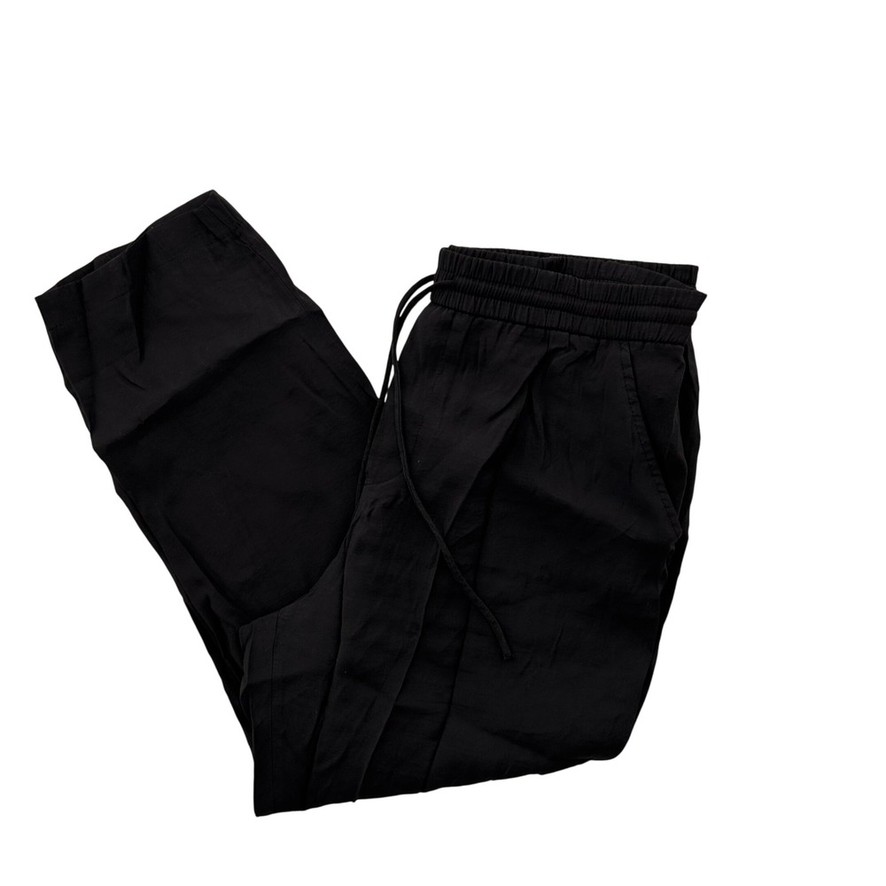 Zara Black Modal Blend Drawstring Elastic Waist Jogger Pants Large 7385/456/800